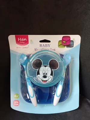 Mickey Mouse Baby/Toddler Feeding Set.Bowl With Lid Two Spoons.