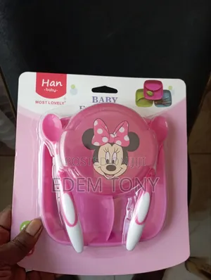 Mickey Mouse Baby/Toddler Feeding Set.Bowl With Lid Two Spoons.