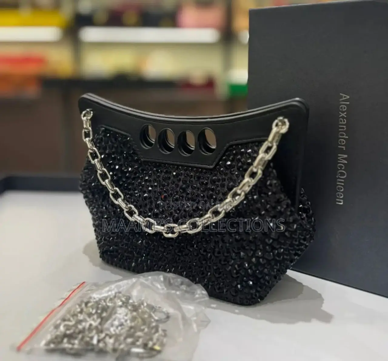 Alexander McQueen Four-Ring Crystal Clutch Bag