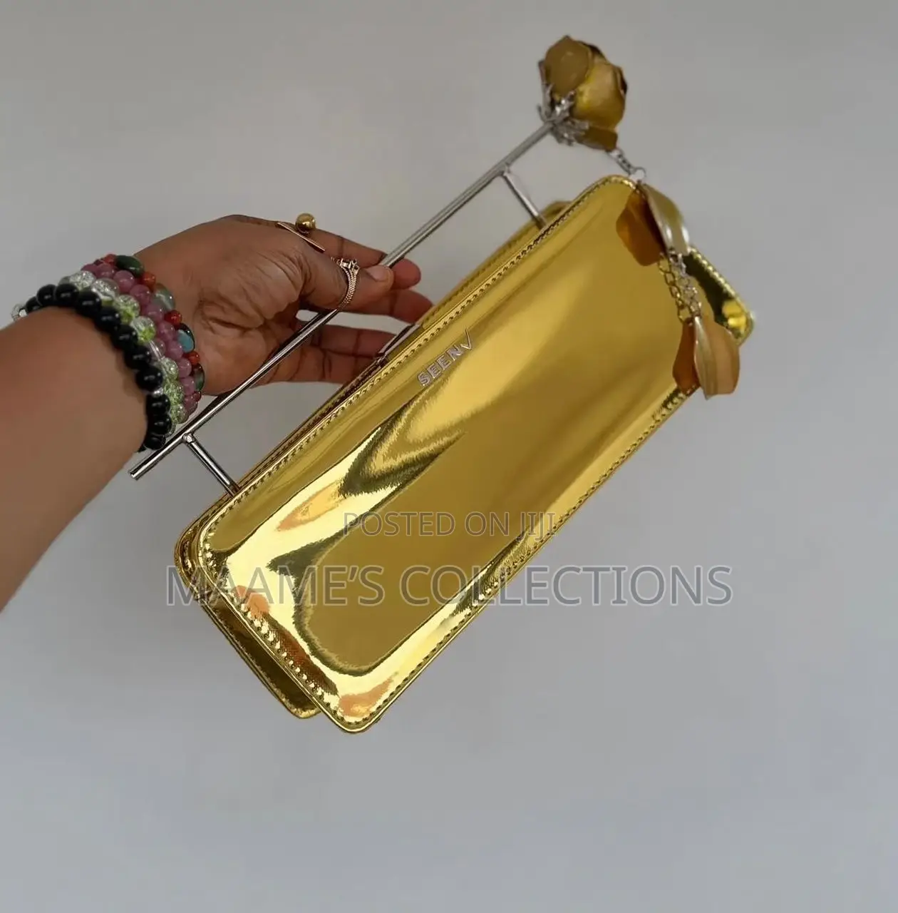 Metallic Structured Party Clutch Bag / Handbag