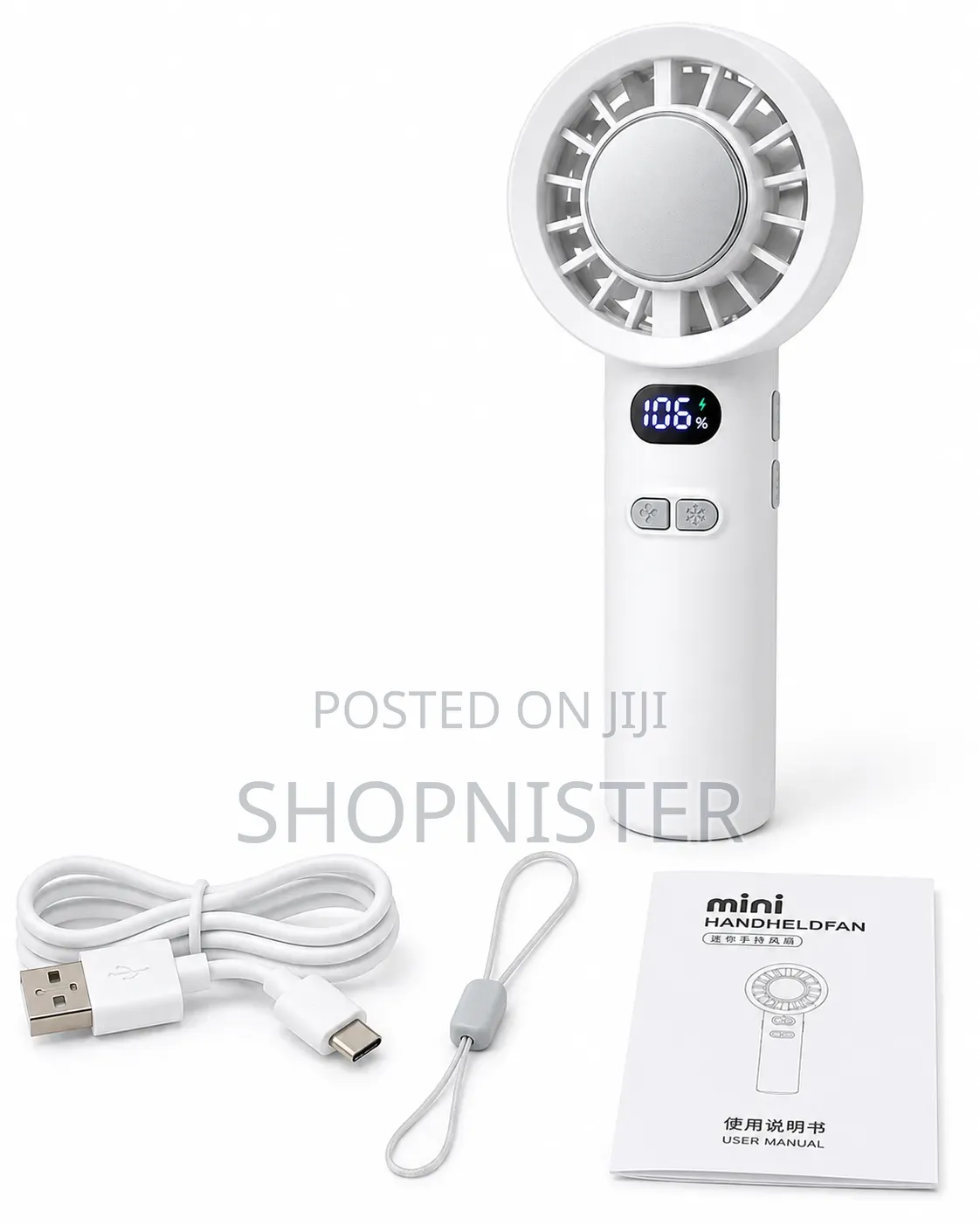 Rechargeable Digital Display Handheld Mini Fan