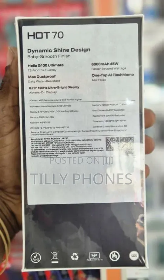 New Infinix Hot 70 128 GB Blue