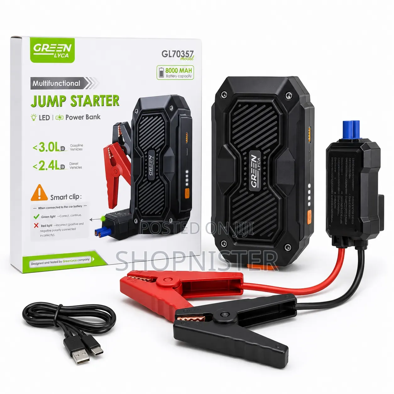 8000mah Multifunctional Car Jump Starter Power Bank