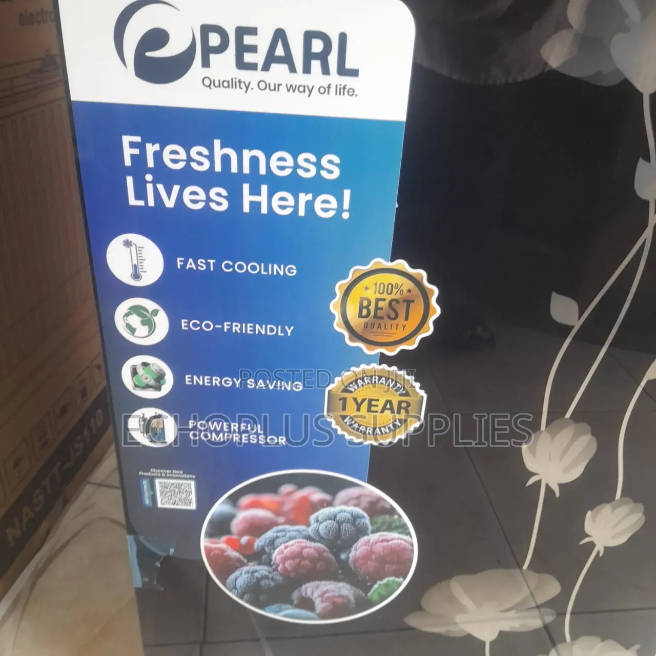 Pearl Table Top Fridge/80 Liters/ Single Door/Glass Design