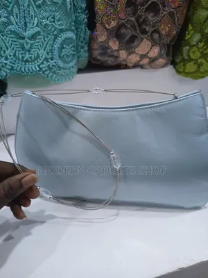 Baby Blue Clutch Bag With Unique Handle