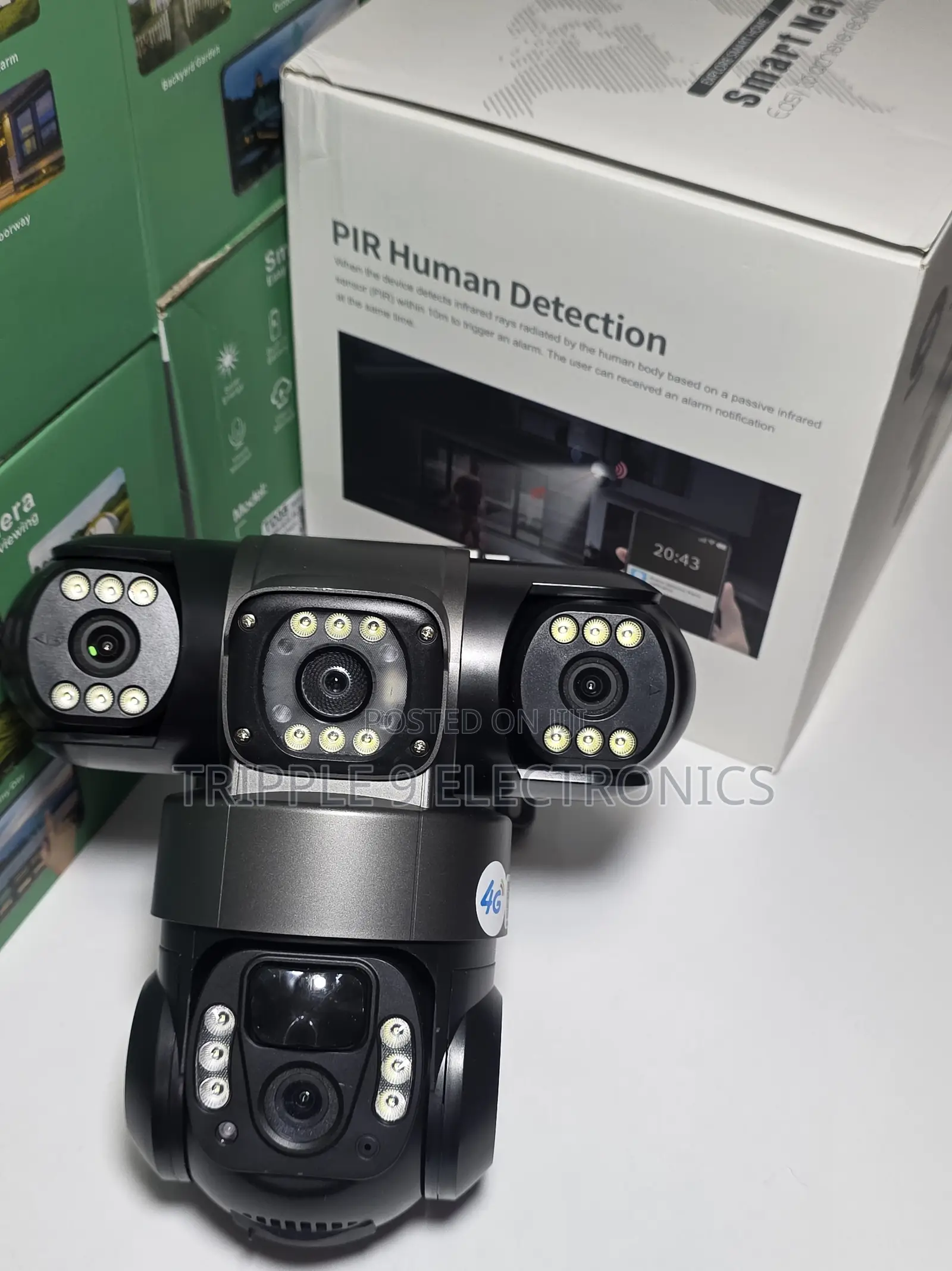 Smartnet V380 Pro 3 Lens Solar Camera With Inbuilt Battery