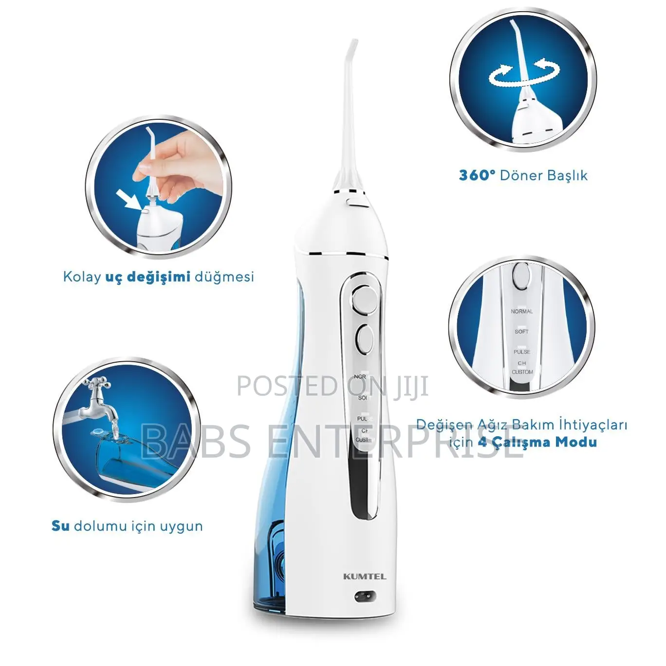 Kumtel Caremi Rechargeable 3-Head Dental and Oral Irrigator HDD-01