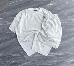 Men’S Textured Two-Piece Waffle Top and Down Shorts