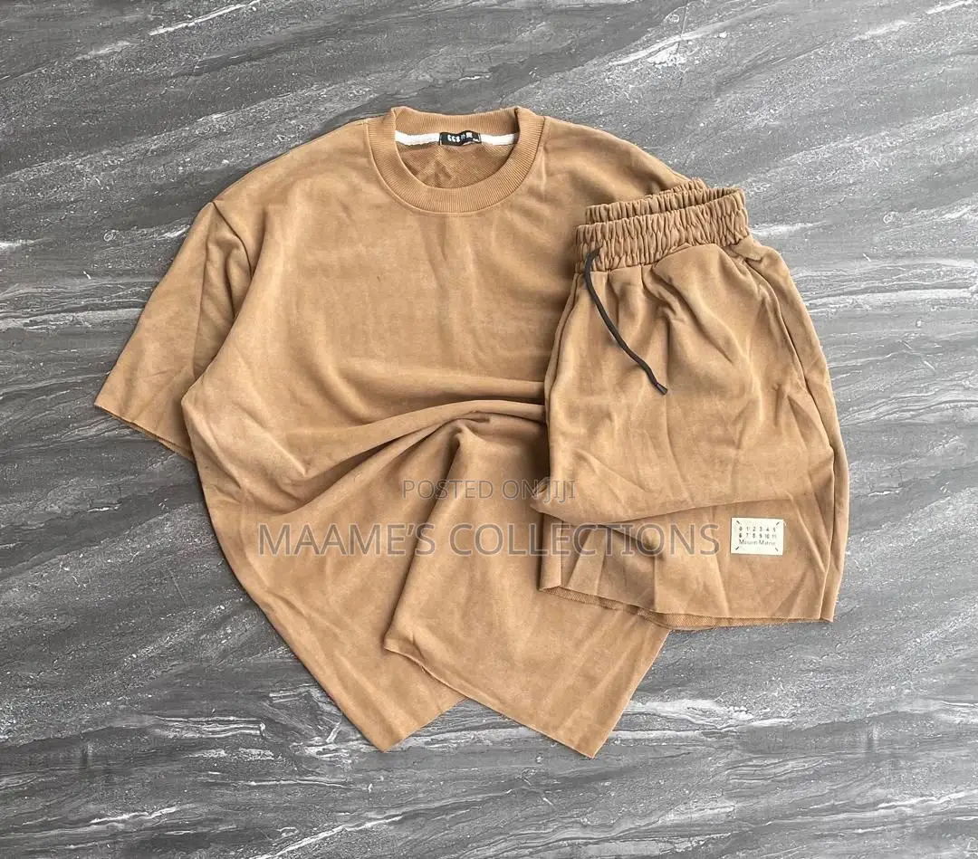 Men’S Textured Two-Piece Waffle Top and Down Shorts