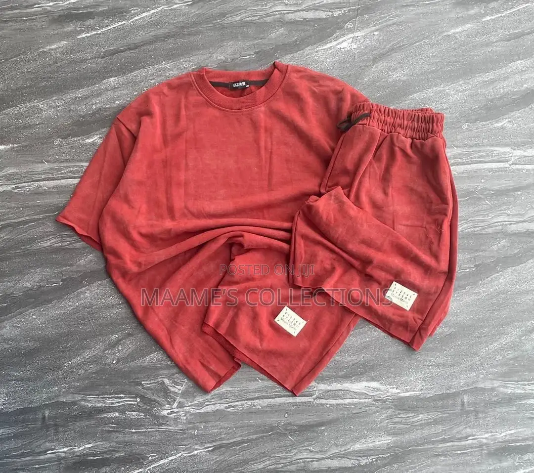 Men’S Textured Two-Piece Waffle Top and Down Shorts