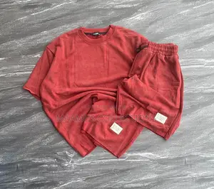 Men’S Textured Two-Piece Waffle Top and Down Shorts
