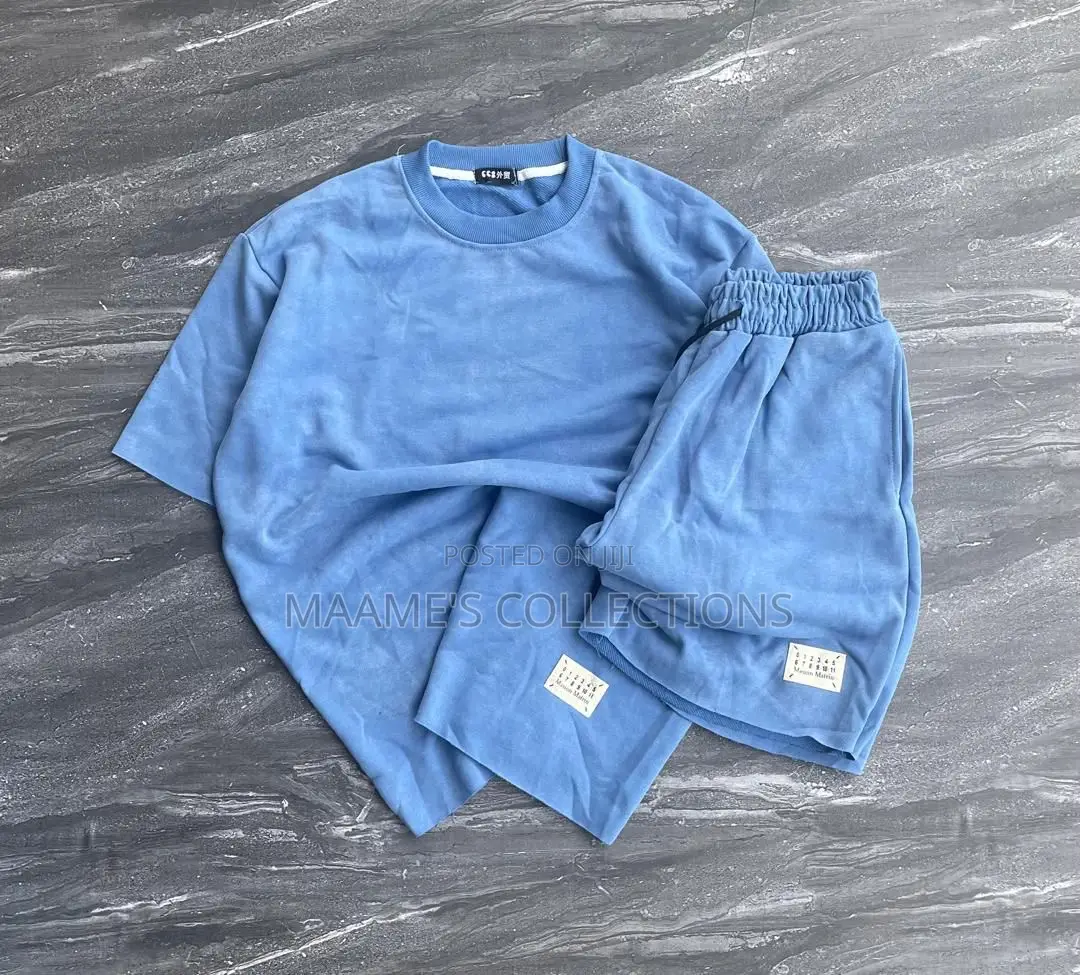 Men’S Textured Two-Piece Waffle Top and Down Shorts