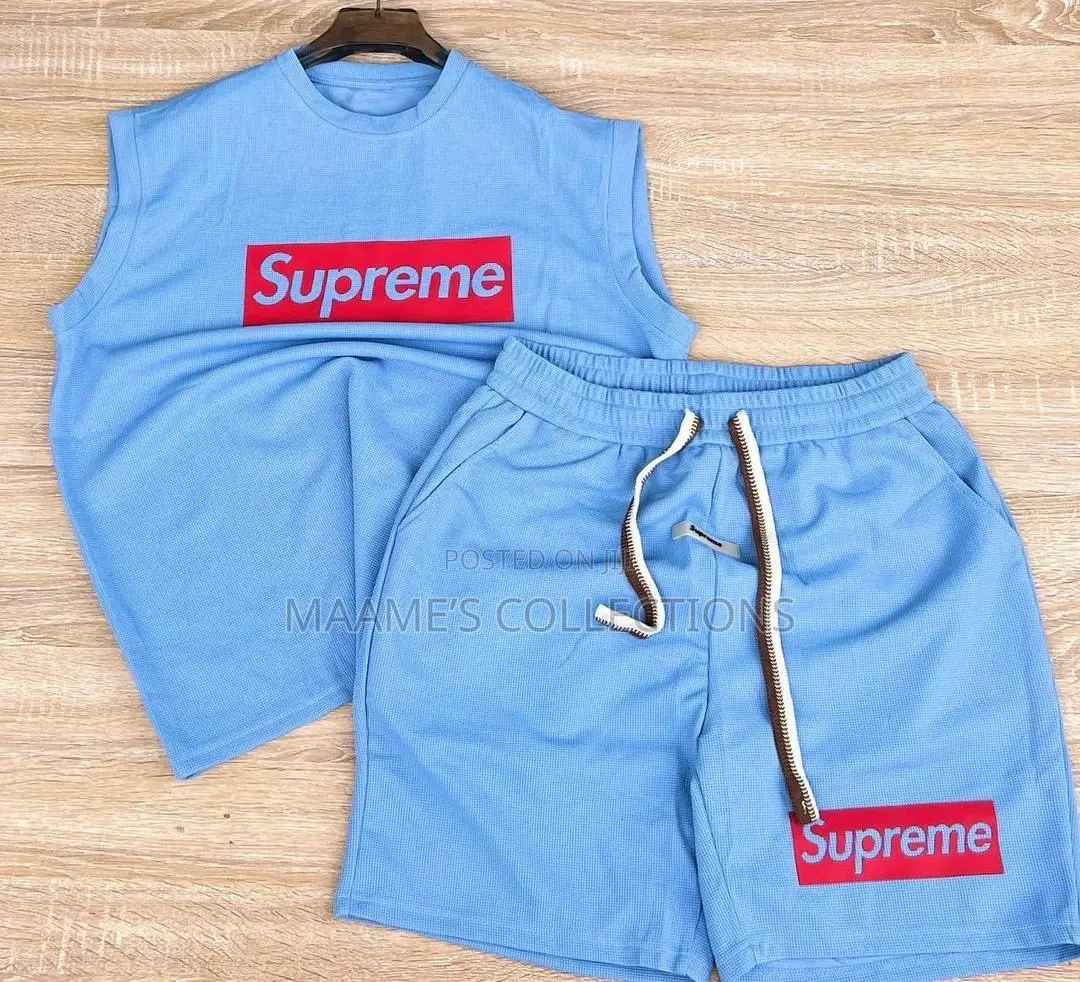 Men’S Designed Sleeveless / Armless / Tank Top and Down Shorts