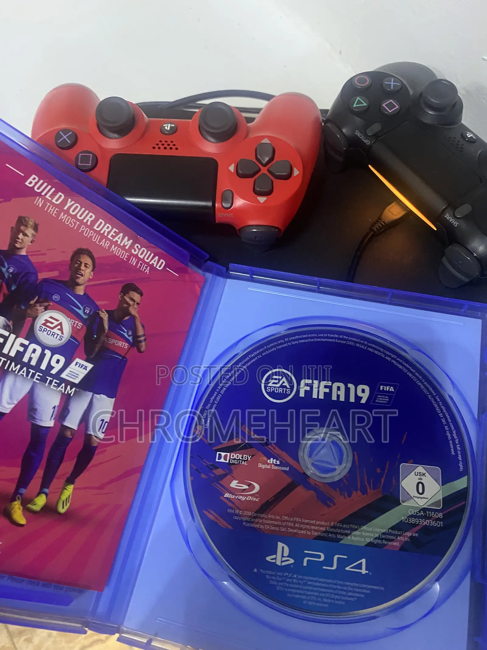 Neatly Used Playsation 4 With Fifa 19 + Two New Controllers
