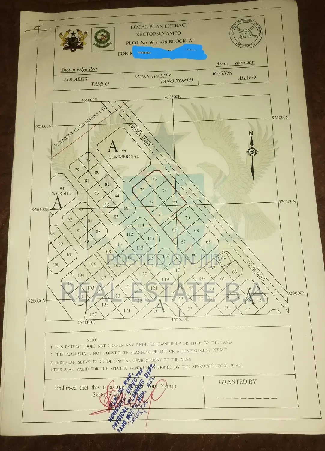 Genuine Plots of Lands 100x90 Each by the Roadside Along at Yamfo