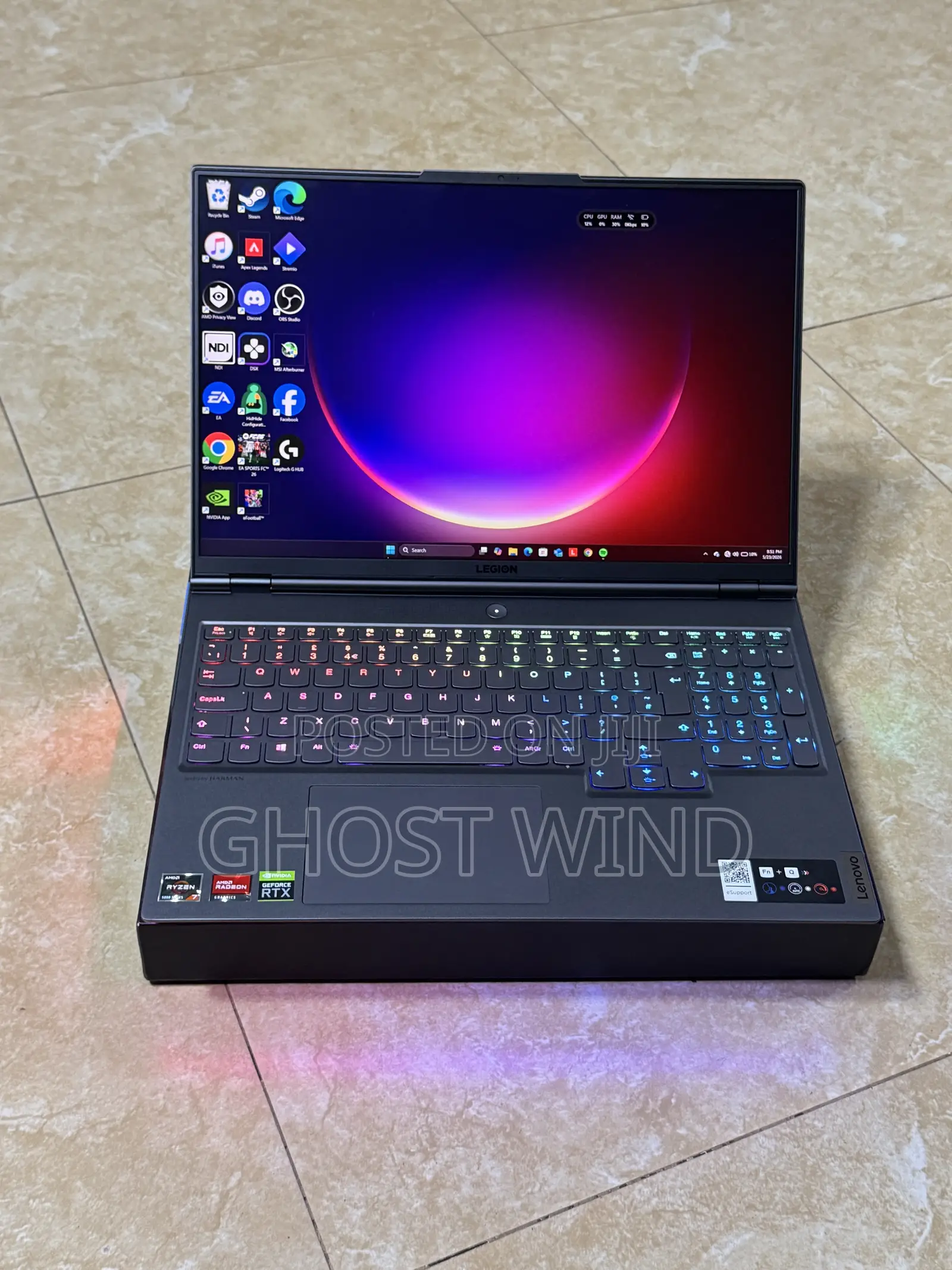 New Laptop Lenovo Legion 7 32GB AMD Ryzen 7 SSD 1T