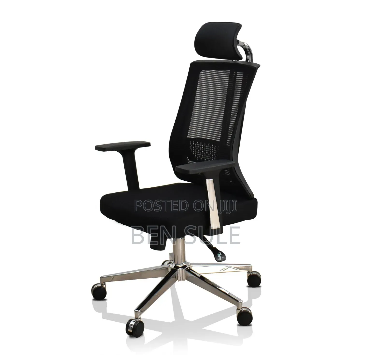 Ergonomic High-Back Office Chair With Headrest – Black