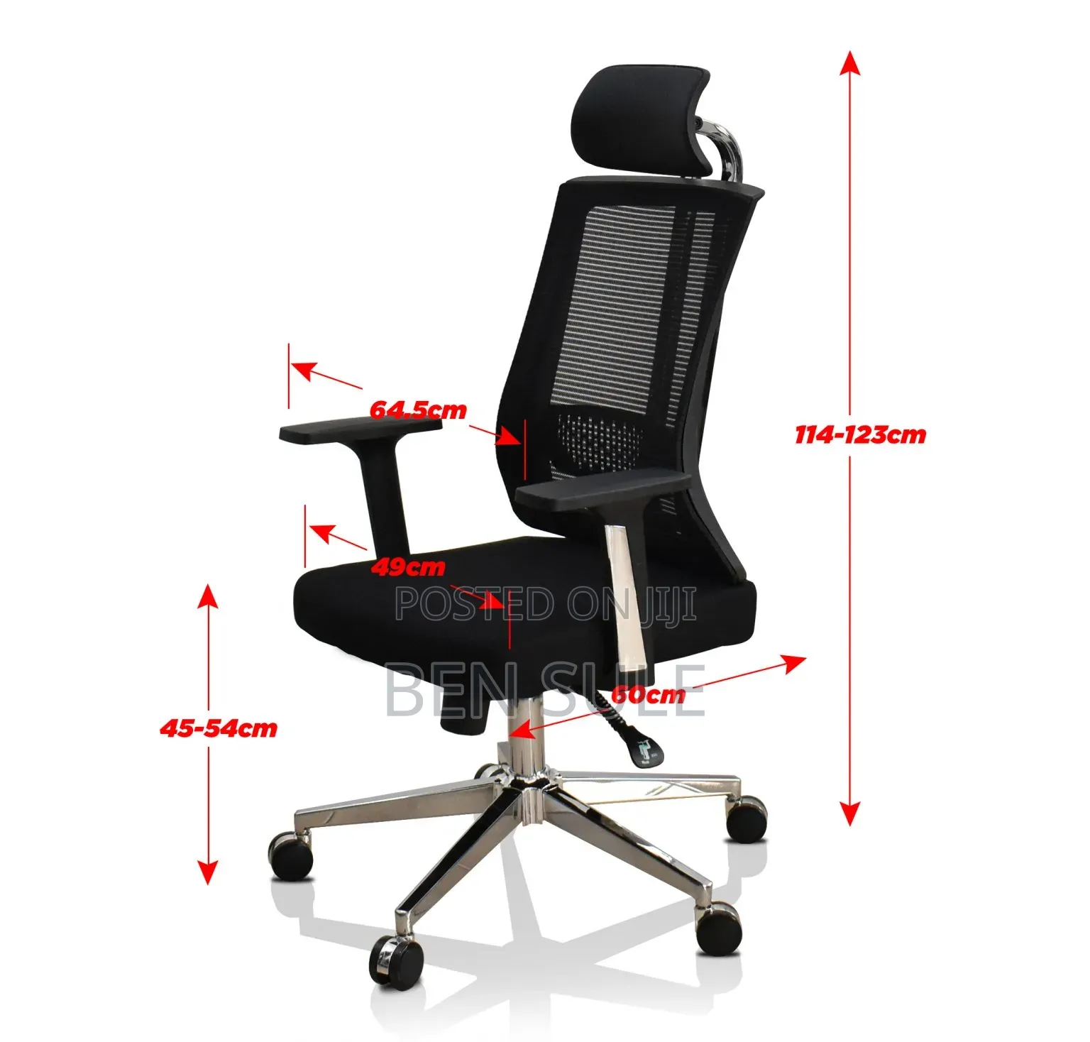 Ergonomic High-Back Office Chair With Headrest – Black