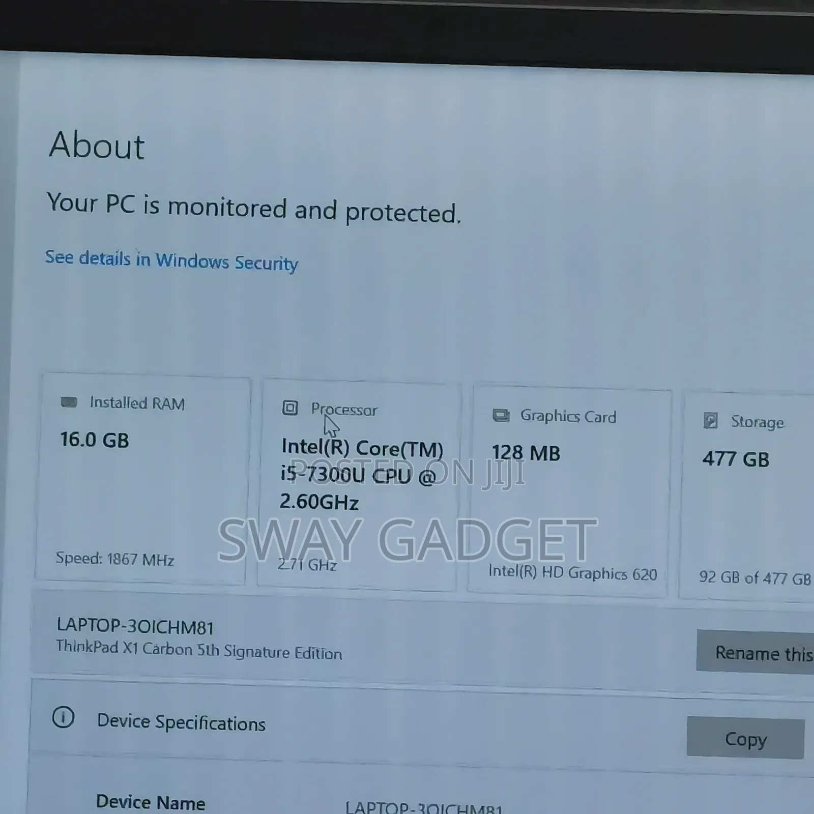 Laptop Lenovo ThinkPad X1 Carbon 1GB Intel Core 5 SSD 512GB