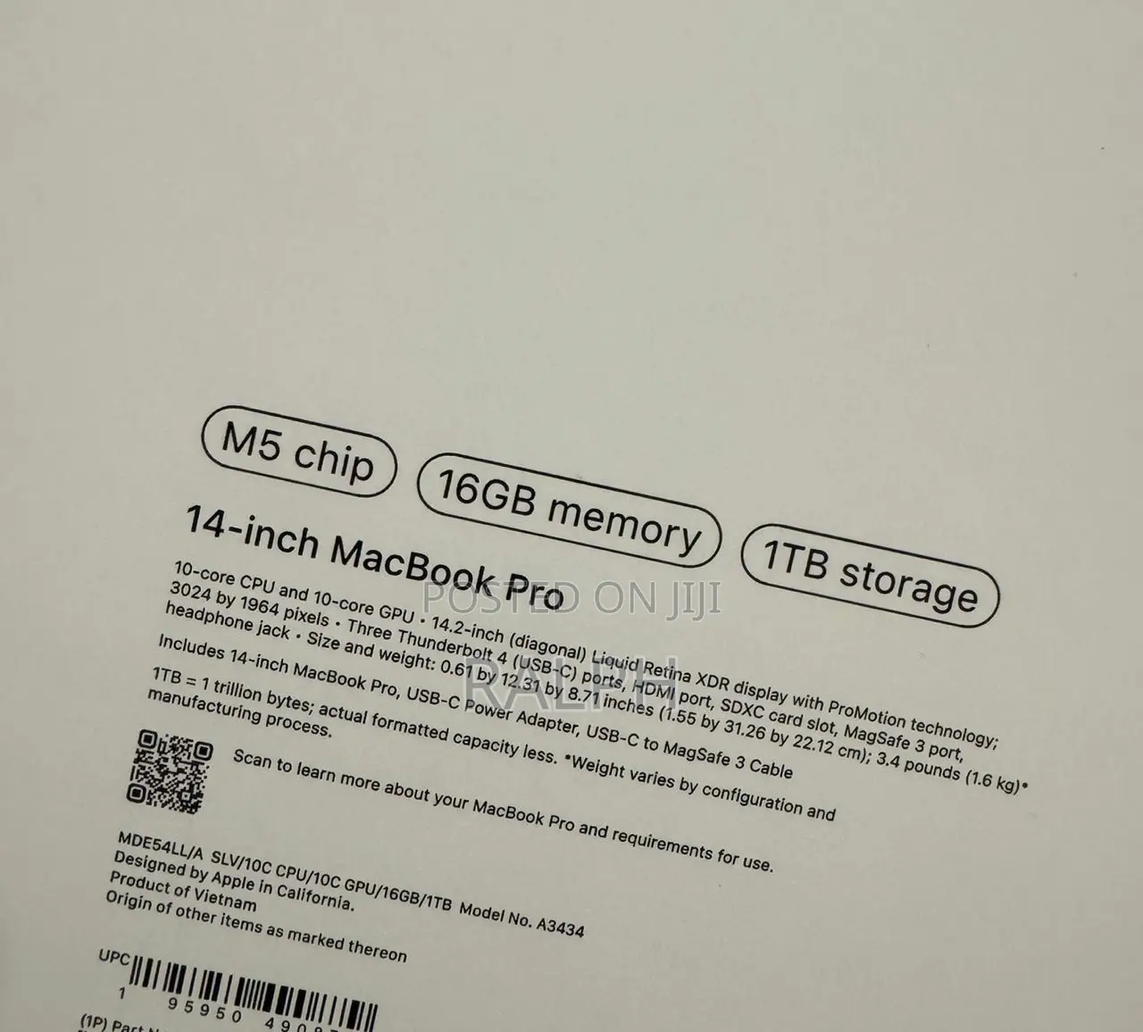 New Laptop Apple MacBook Pro 2025 M5 16GB Apple M5 SSD 1T