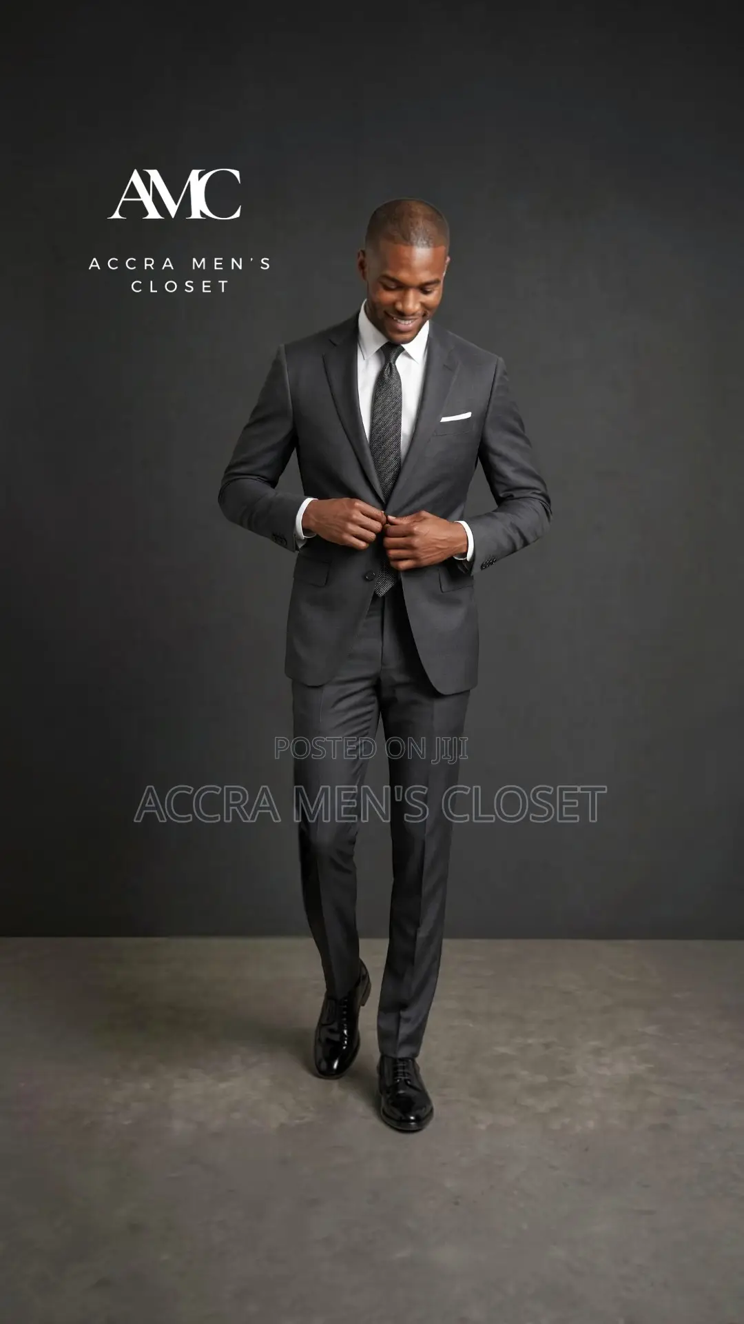 Men's Slim Fit Business Suit – 2 Piece Formal Suit in Charcoal Grey