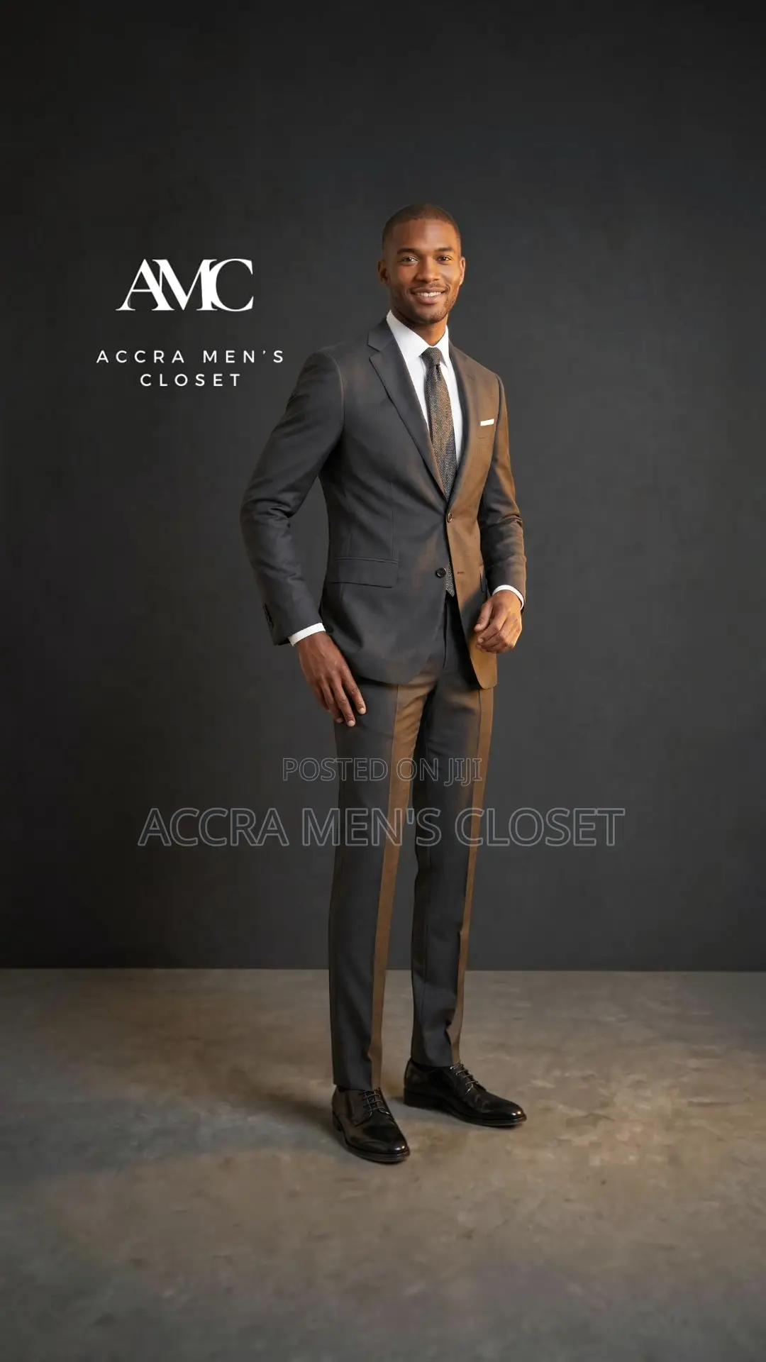 Men's Slim Fit Business Suit – 2 Piece Formal Suit in Charcoal Grey
