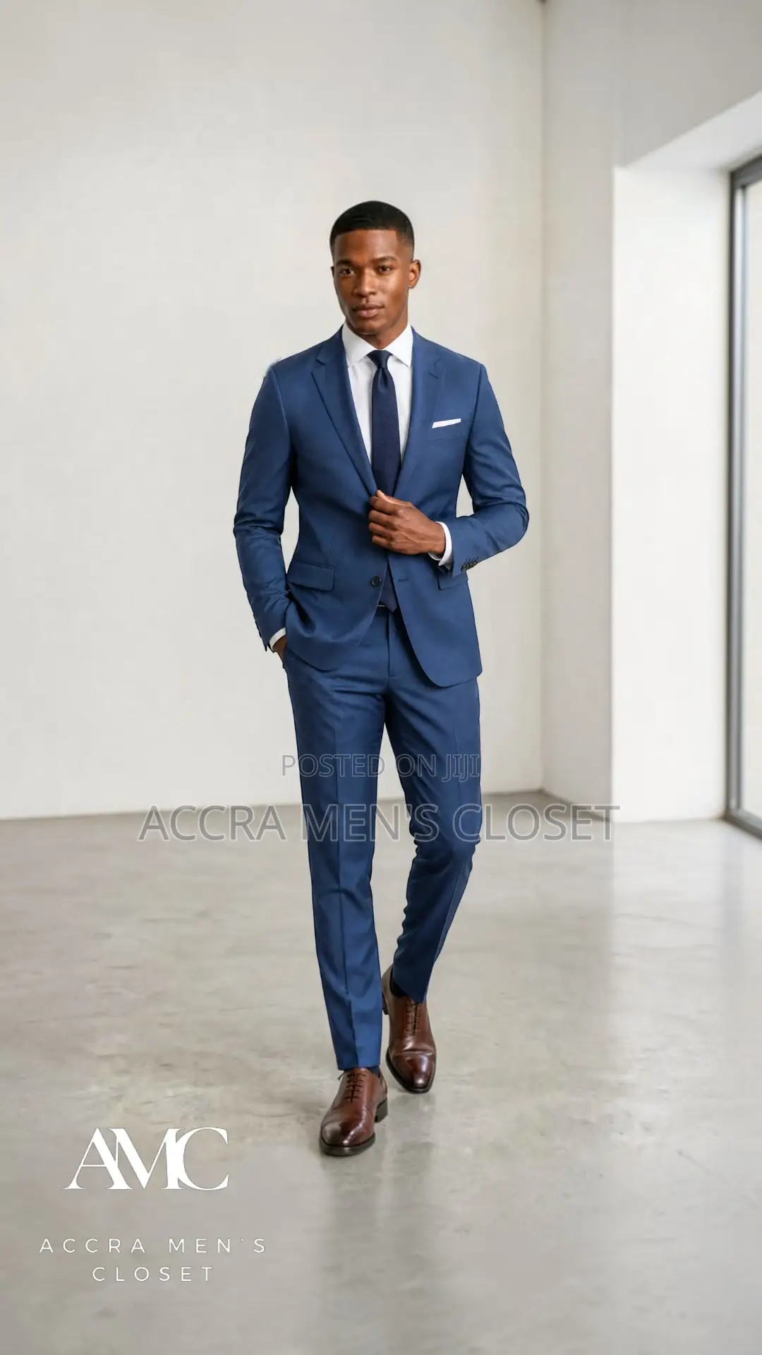 Men's Slim Fit Blue Suit – 2 Piece Business Casual Suit