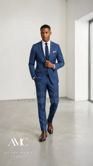 Men's Slim Fit Blue Suit – 2 Piece Business Casual Suit