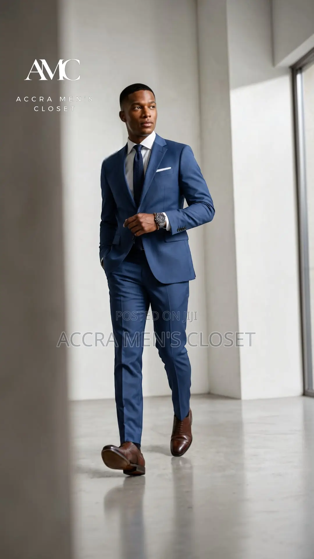 Men's Slim Fit Blue Suit – 2 Piece Business Casual Suit