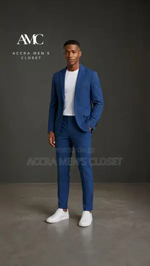 Men's Slim Fit Blue Suit – 2 Piece Business Casual Suit
