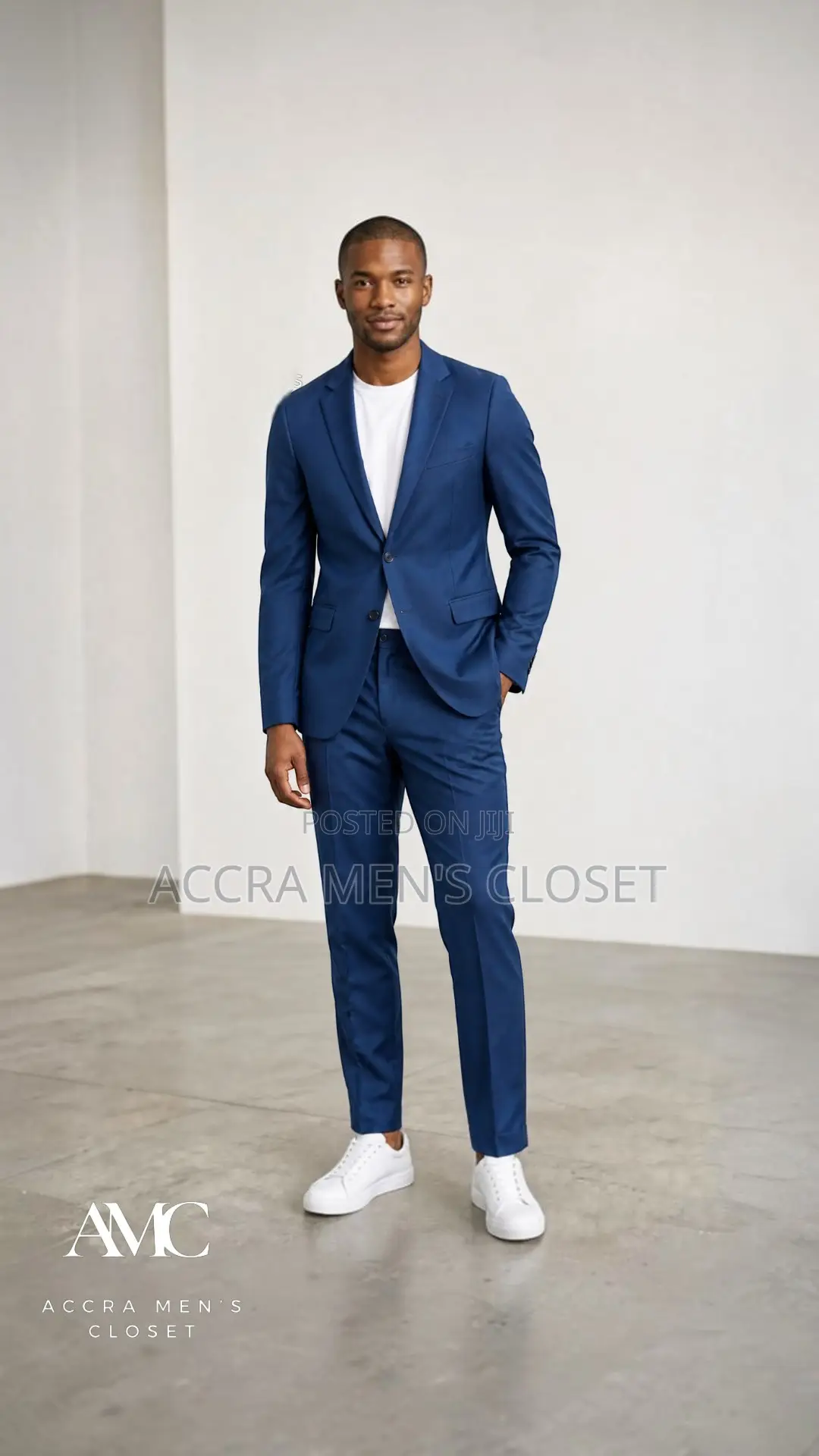 Men's Slim Fit Blue Suit – 2 Piece Business Casual Suit