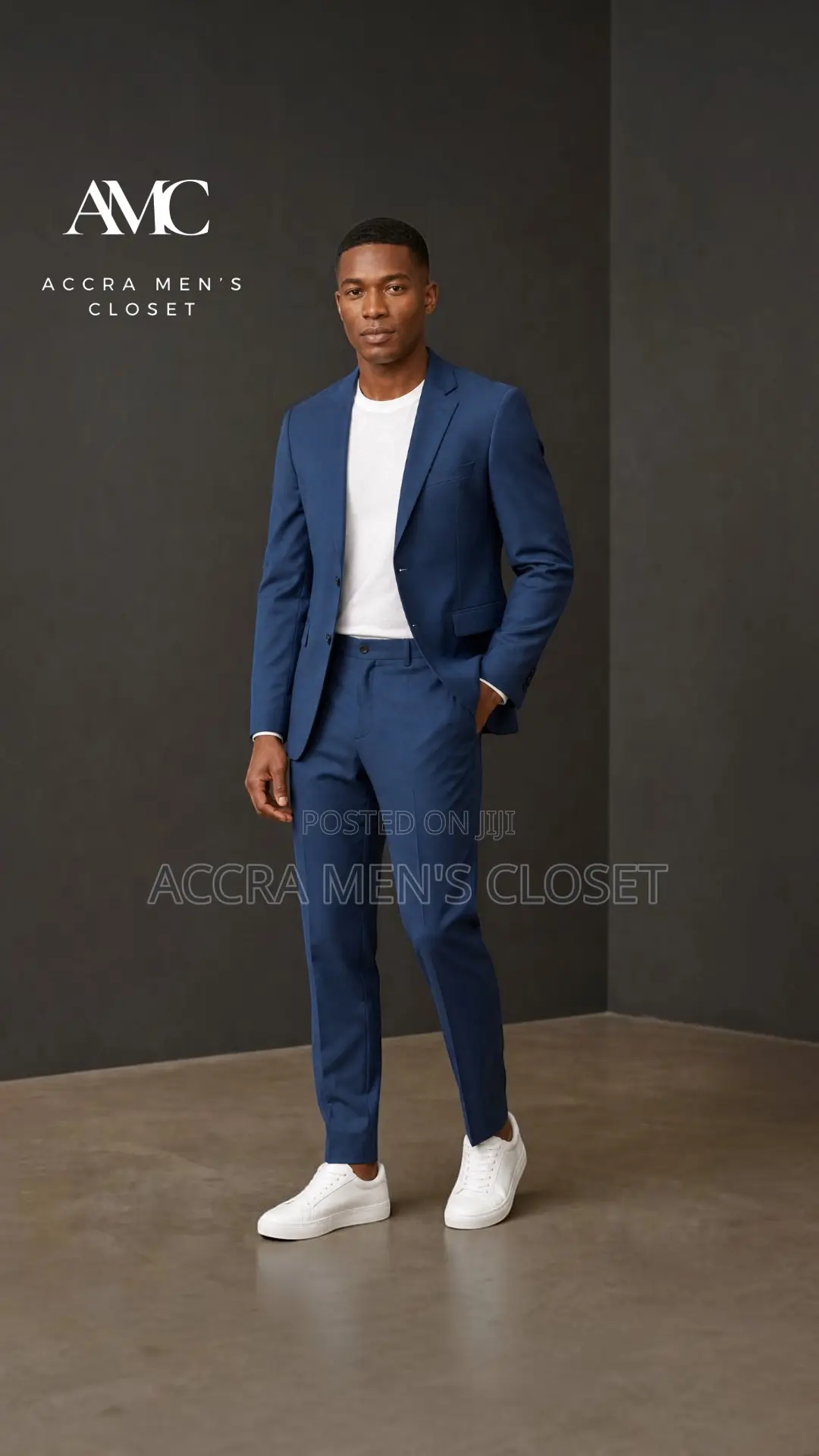 Men's Slim Fit Blue Suit – 2 Piece Business Casual Suit