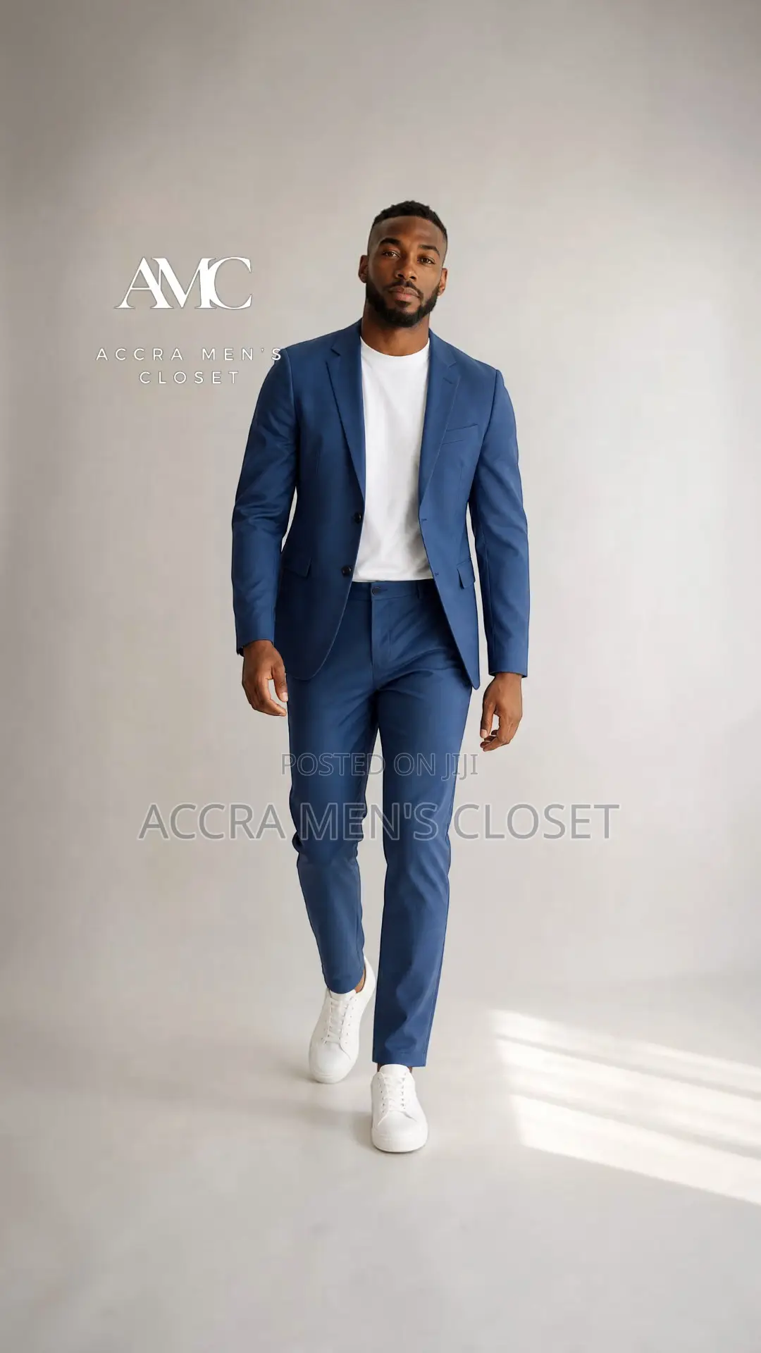 Men's Slim Fit Blue Suit – 2 Piece Business Casual Suit