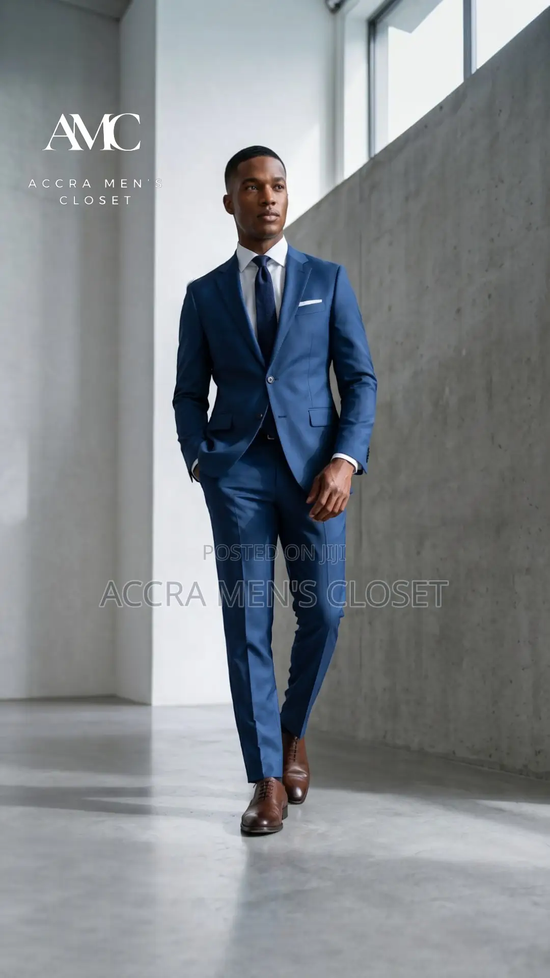 Men's Slim Fit Blue Suit – 2 Piece Business Casual Suit