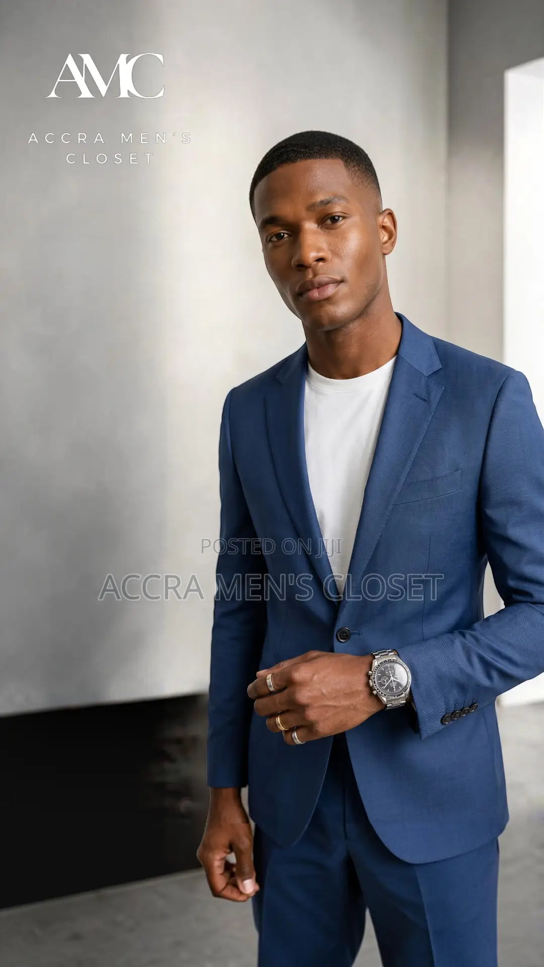 Men's Slim Fit Blue Suit – 2 Piece Business Casual Suit
