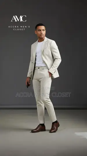 Men’S Slim Fit Cream Suit – 2 Piece Casual Smart Summer Suit