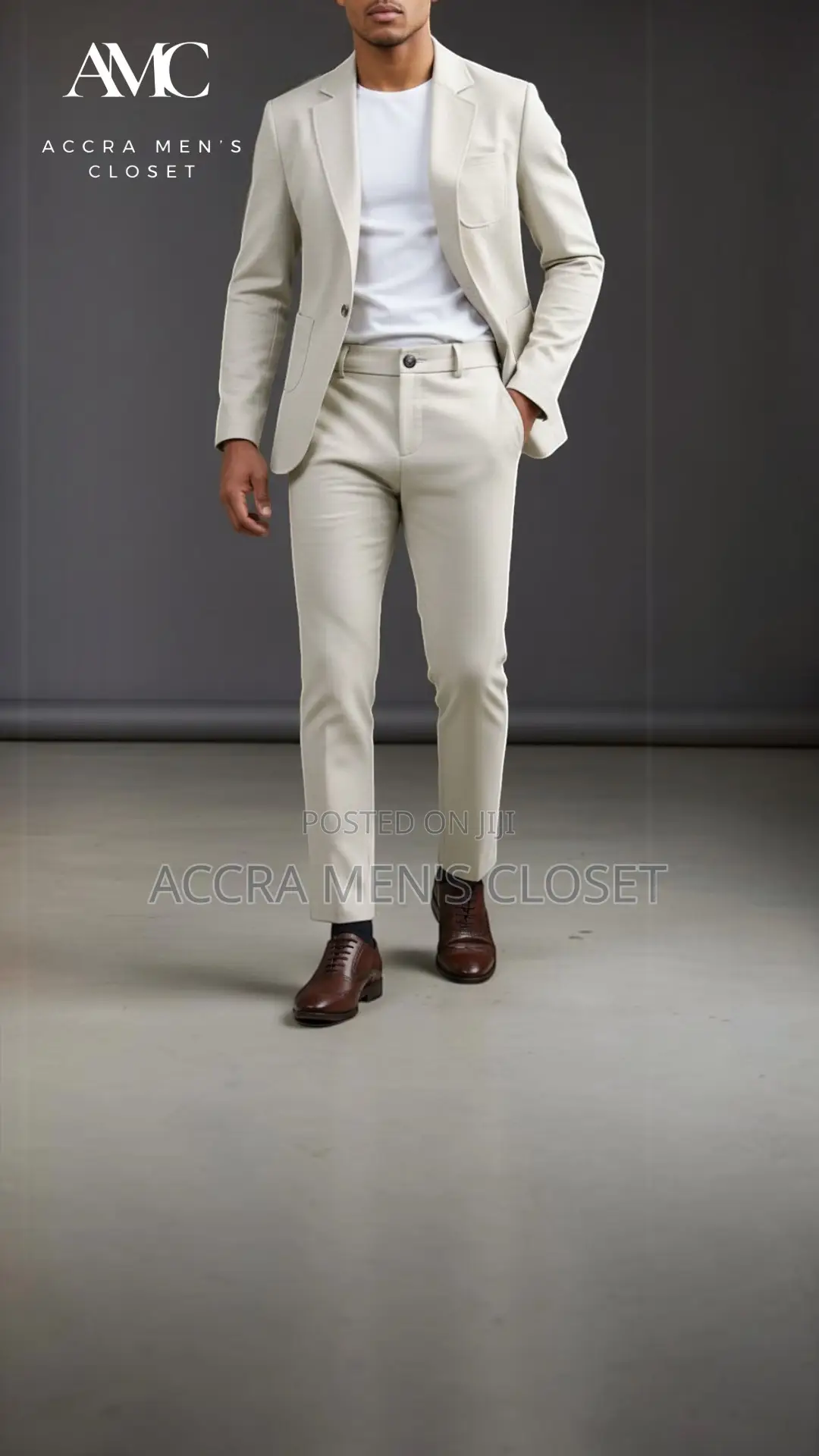 Men’S Slim Fit Cream Suit – 2 Piece Casual Smart Summer Suit