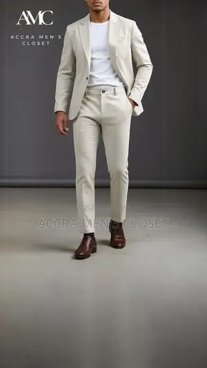 Men’S Slim Fit Cream Suit – 2 Piece Casual Smart Summer Suit