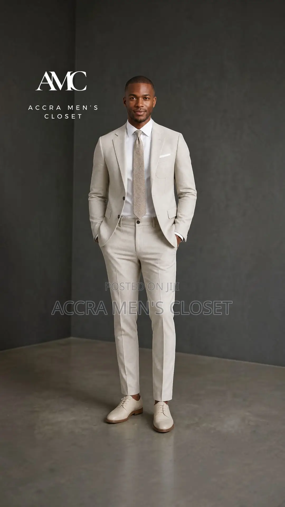 Men’S Slim Fit Cream Suit – 2 Piece Casual Smart Summer Suit