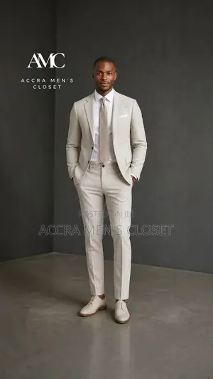 Men’S Slim Fit Cream Suit – 2 Piece Casual Smart Summer Suit