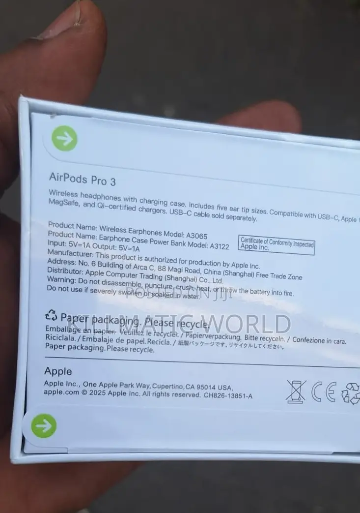New Original Apple Airpods Pro 3 Wireless Active Noise Cancellation