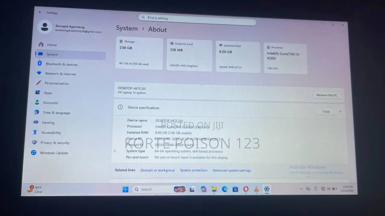 New Laptop HP 15 8GB Intel Core i3 HDD+SSD 256GB