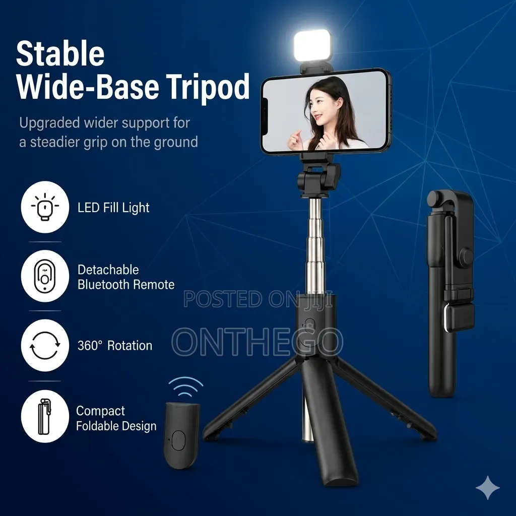Selfie Stick and Mini Tripod Stand With Light