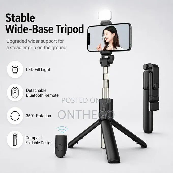 Selfie Stick and Mini Tripod Stand With Light