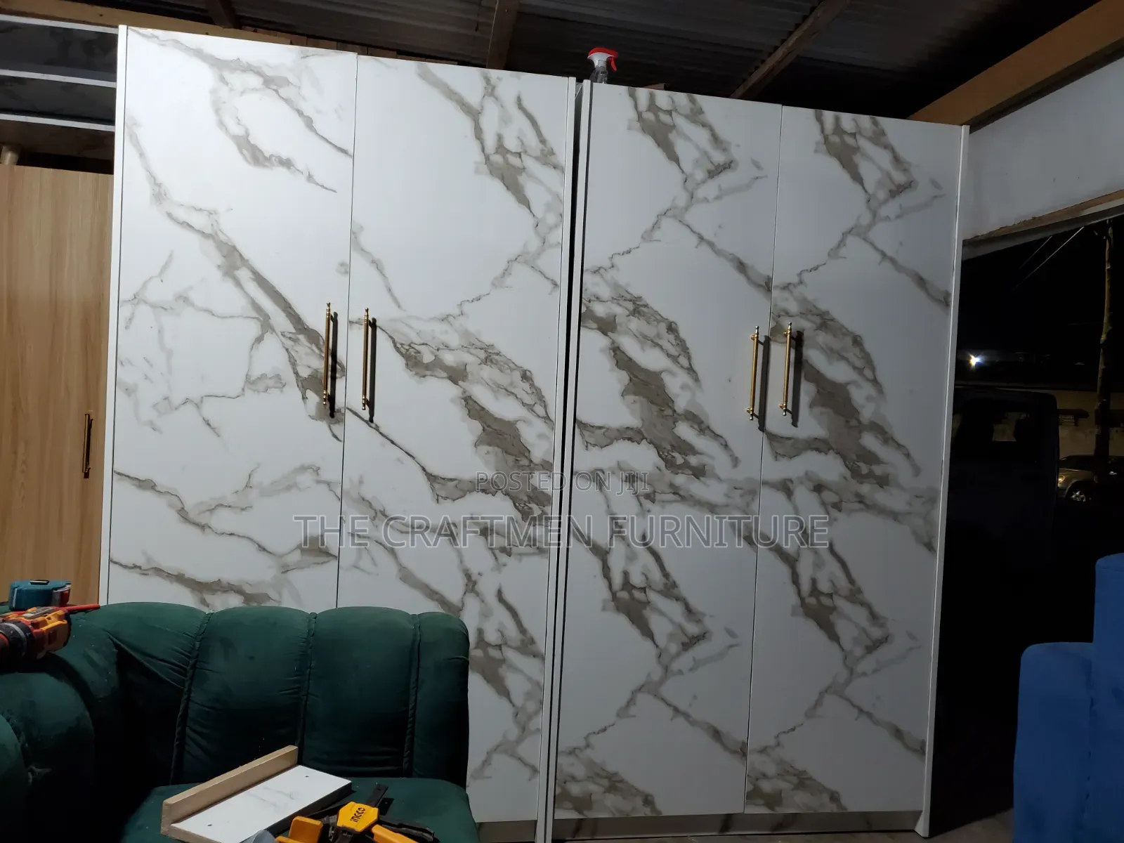 2 in 1 Marble Laminated Woode Wardrobe