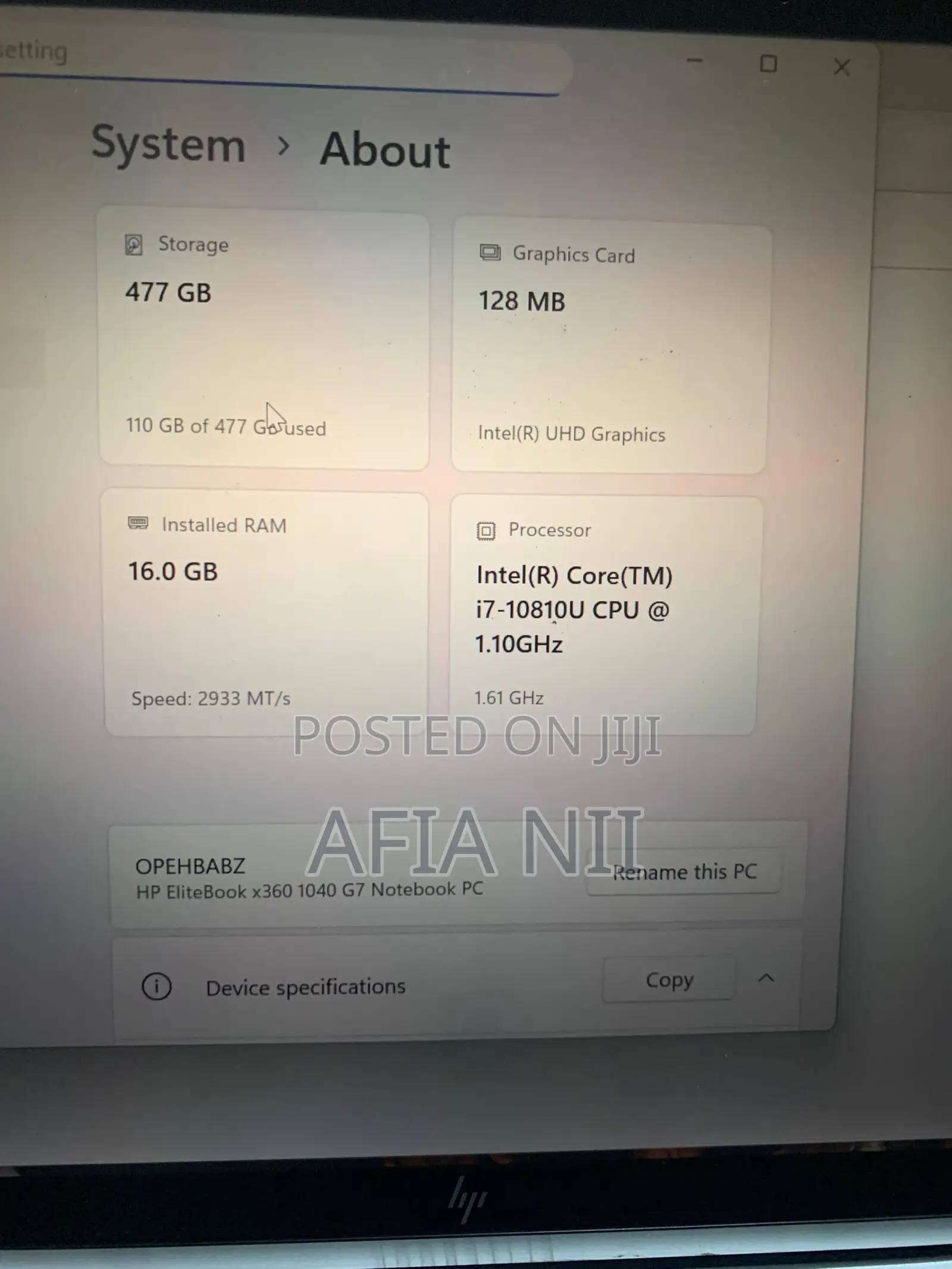 Laptop HP EliteBook x360 1040 G7 16GB Intel Core i7 SSD 500GB