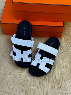 White Hermes Slippers