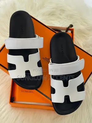 White Hermes Slippers
