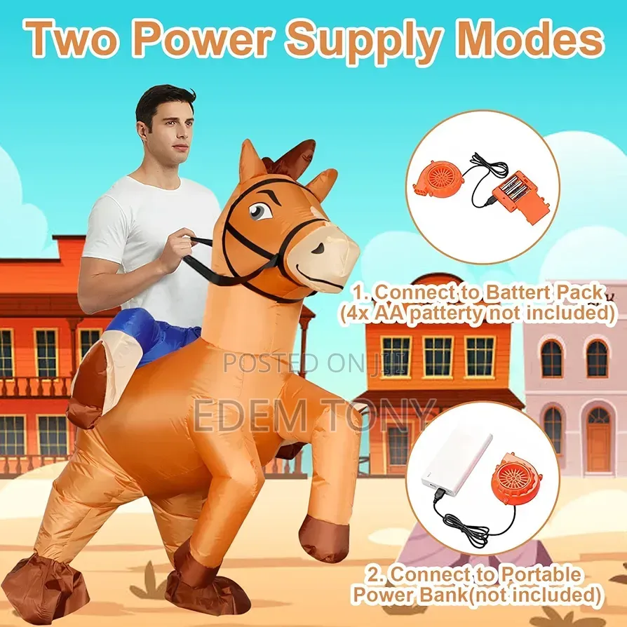 Inflatable Ride on Horse Costumes Cowboy Air Blow for Men/Women