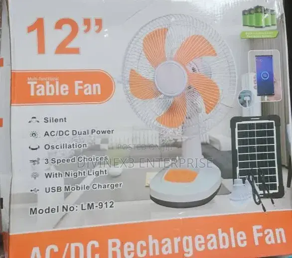 Lm-912 12" Rechargeable Table Fan
